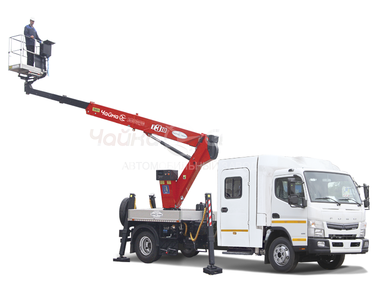 Автогидроподъёмник телескопический (стрела за кабиной) Mitsubishi Fuso c 7-местной двухрядной кабиной "Тайга"